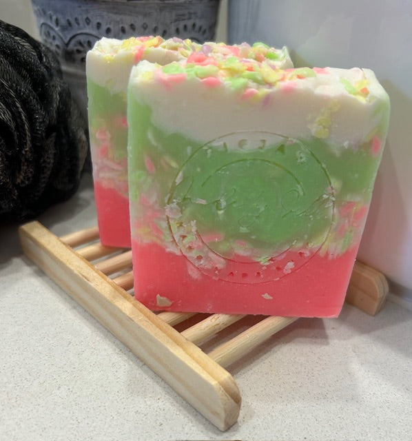 colourful handmade soaps by figjam fragranced with sandalwood ,figjamsoap