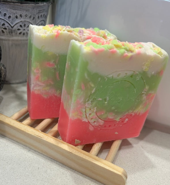 colourful handmade soaps by figjam fragranced with sandalwood ,figjamsoap