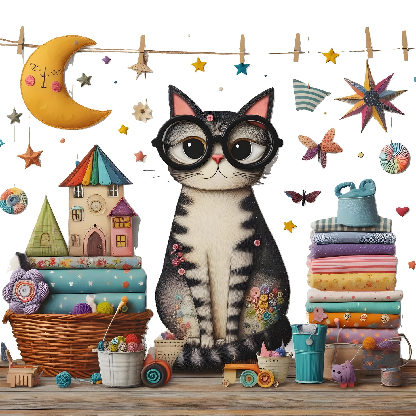 Whimsical Cats 2025 Calendar & Notes Page - Digital Download - Printable