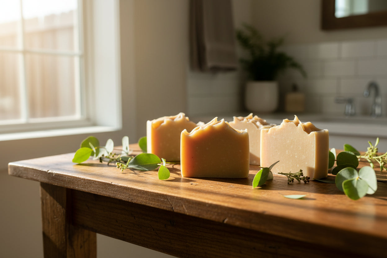 Bars of hand made goats milk soap