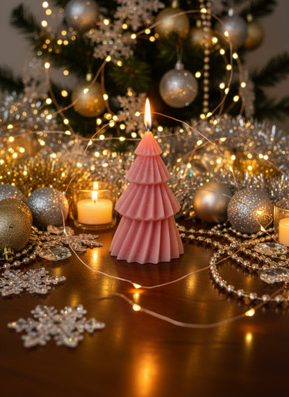 Pink Christmas Tree Candle