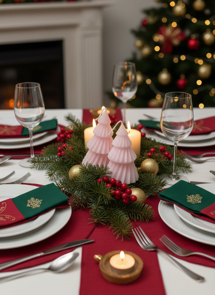 pink christmas tree candles 